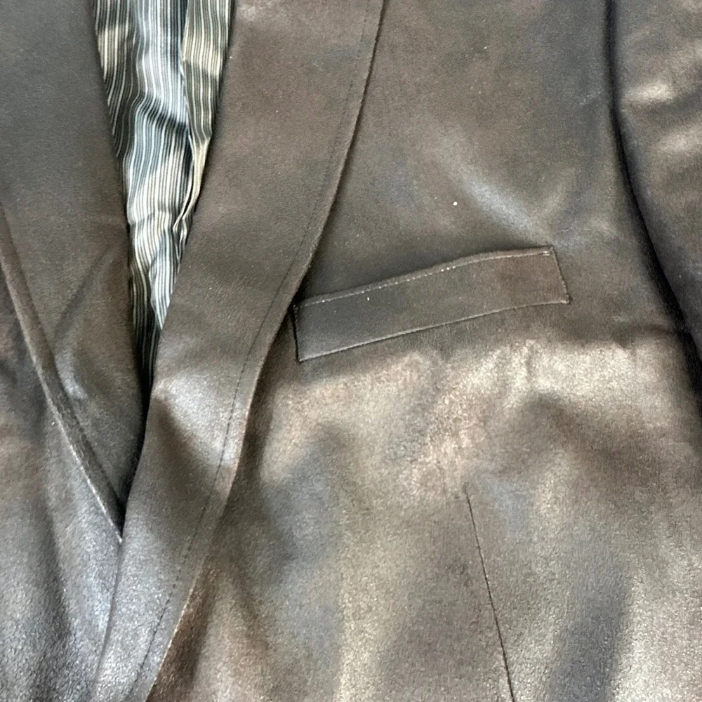 Calvin Klein Mens Brown Faux Leather Blazer,SportCoat Jacket 42L